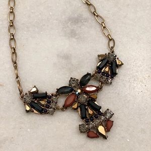 Gemstone and gold tone fashion necklace